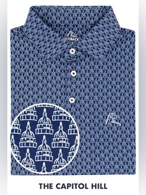 Rhoback The Capitol Hill blue polo shirt sz L